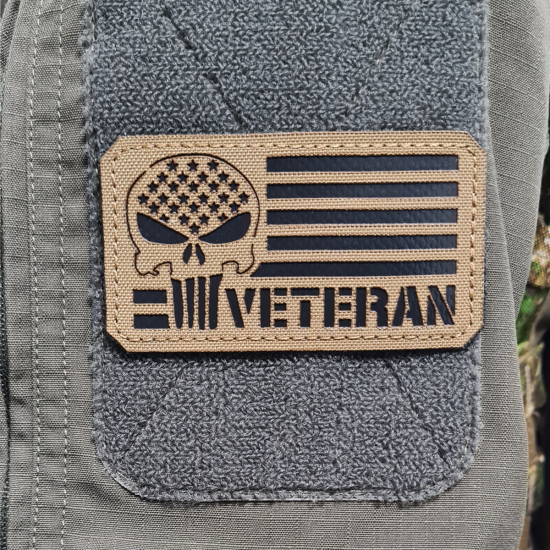 US Veteran Militärdienst Anerkennungs Taktischer - Lasercut Patch mit Klett