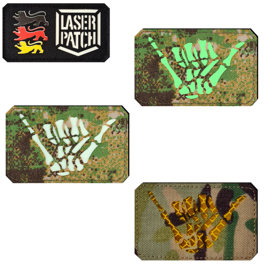 Knochen Shaka Hand Geste Skelett Moral Patch - Anatomisches Design