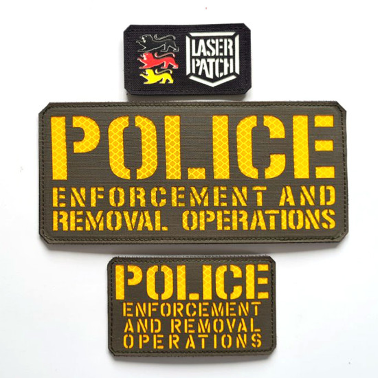 Grosse Rückenpatch Polizei Taktischer - Lasercut Patch mit Klett