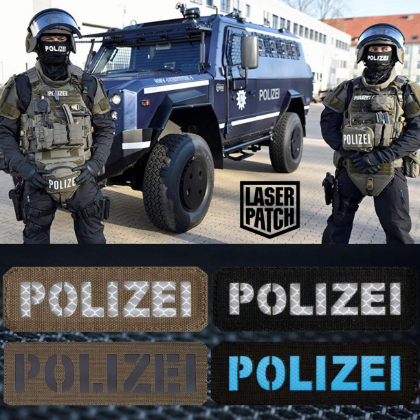 Polizei - Lasercut Patch mit Klett