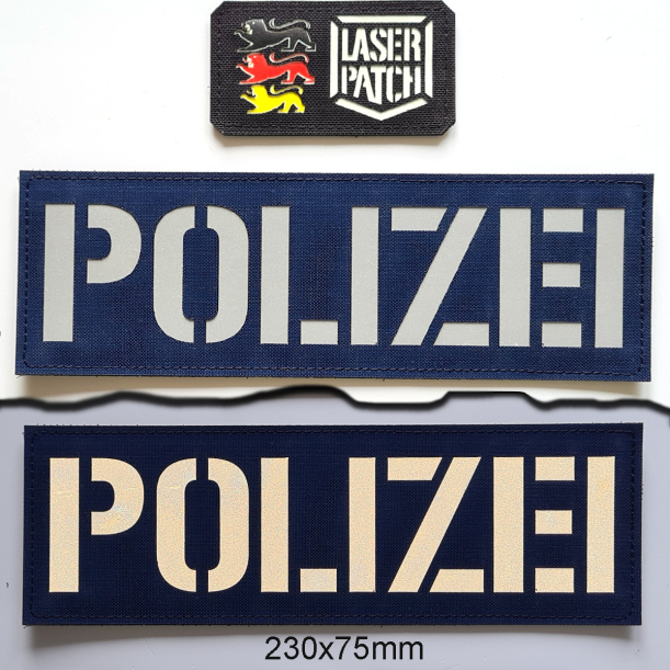Grosse Rückenpatch Polizei Taktischer - Lasercut Patch mit Klett